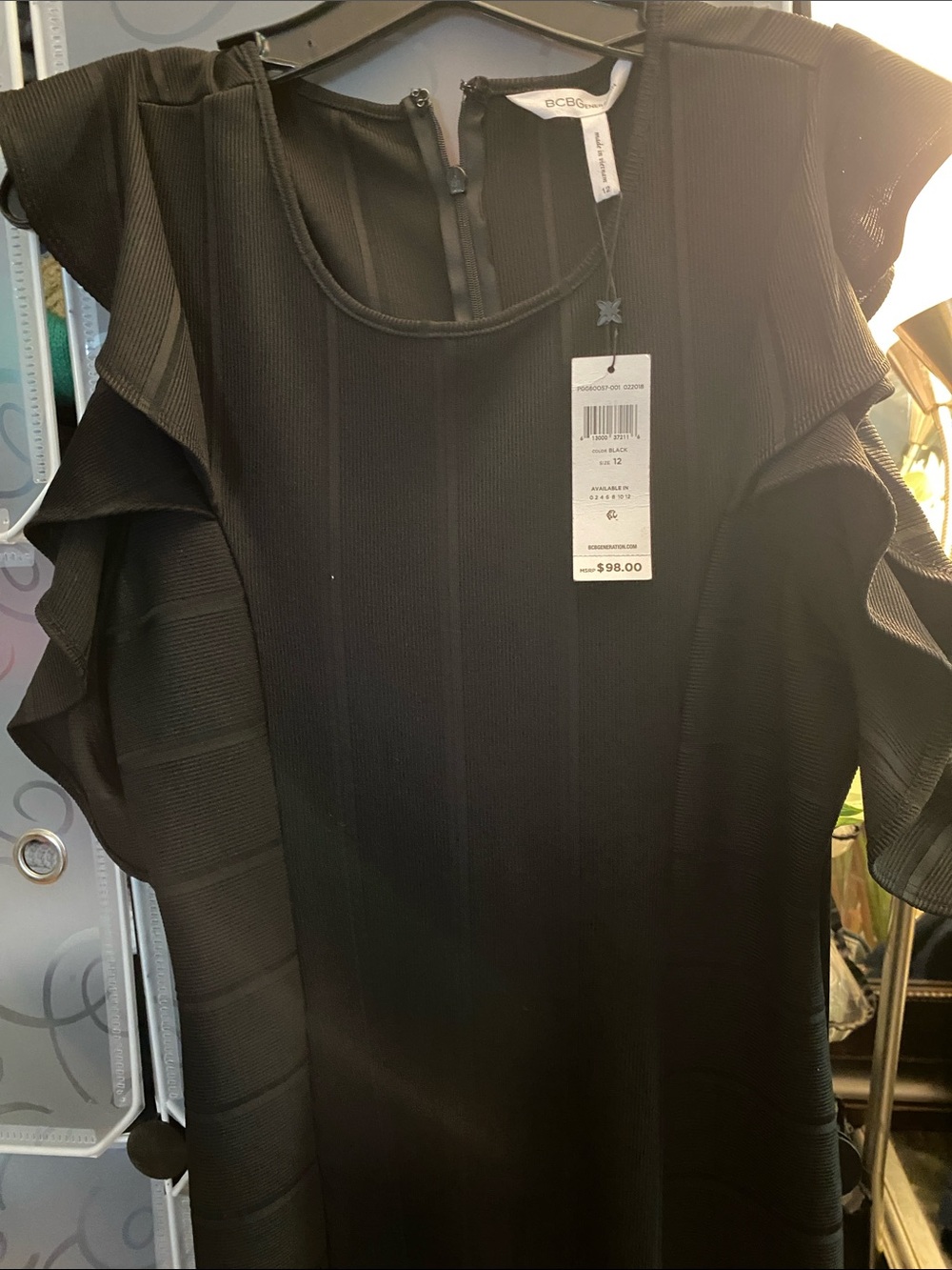 ❤️SOLD❤️NWT, BCBGMaxAzria Black Ruffle-Sleeve Dress